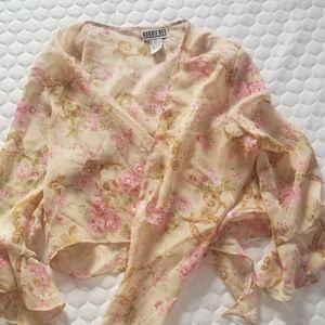 Y2K Sheer Sequined Open Front Blouse Size 12